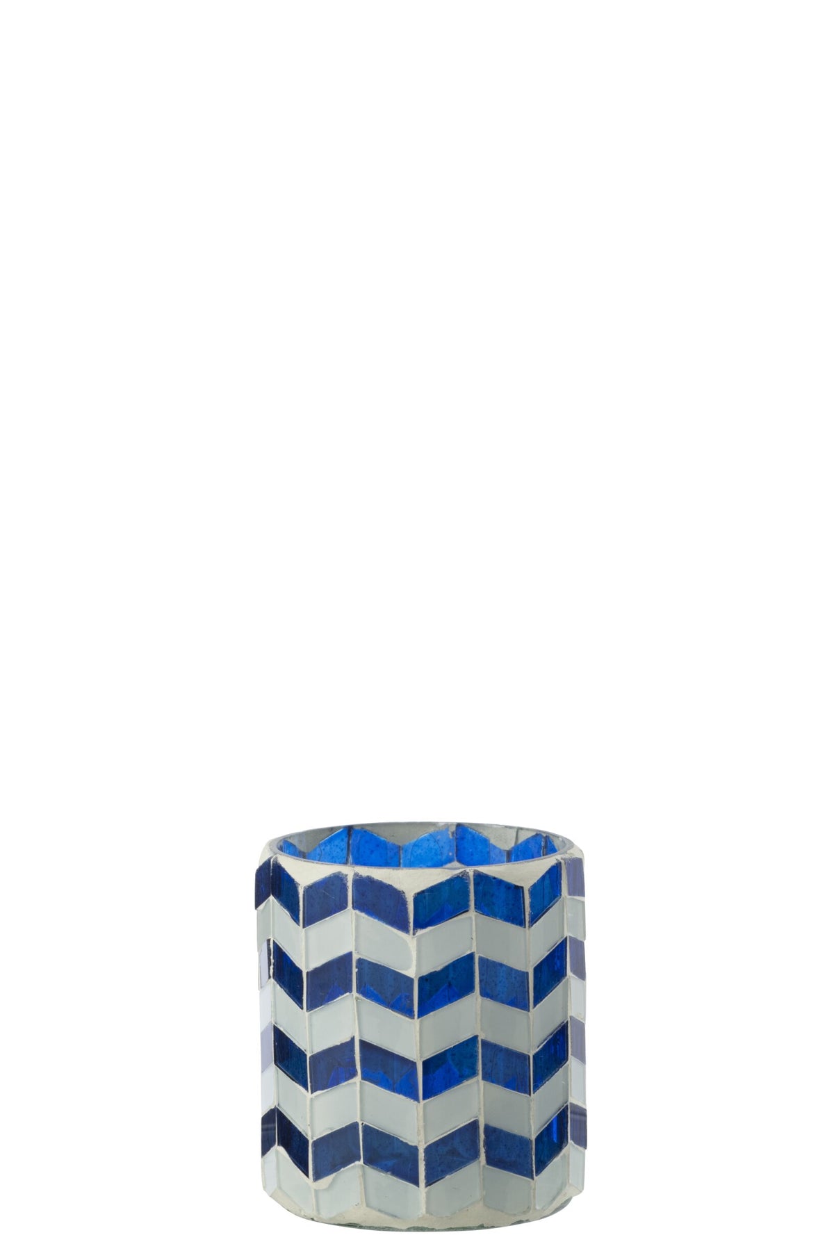 Kaarshouder Glas Blauw/Wit Small