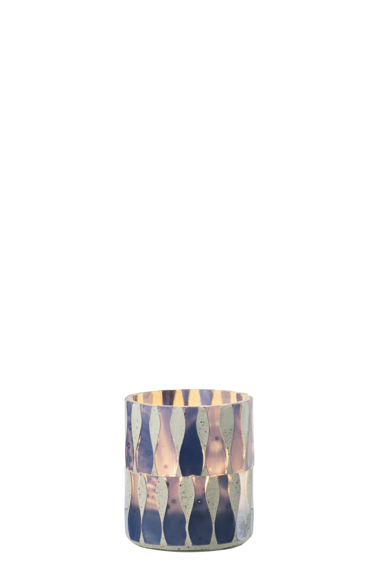 Kaarshouder Glas Blauw/Wit Small