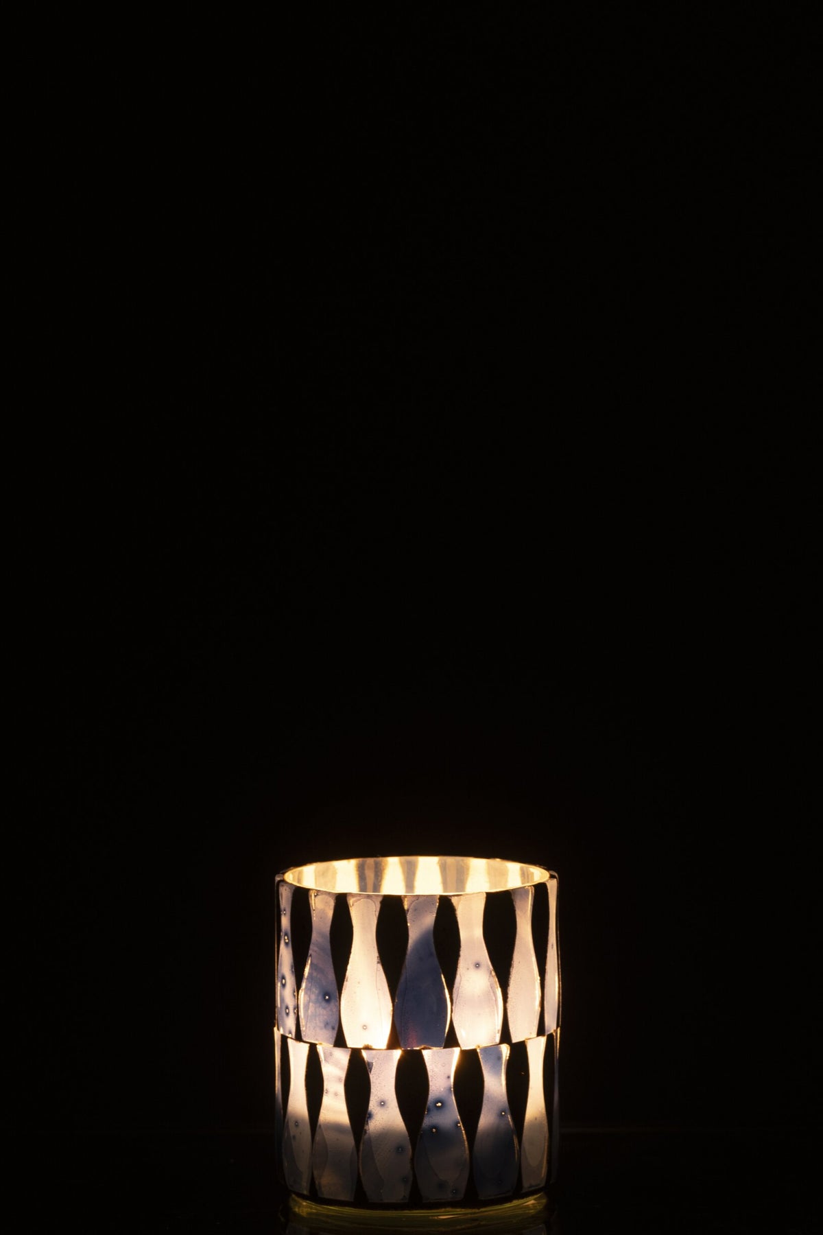 Kaarshouder Glas Blauw/Wit Small