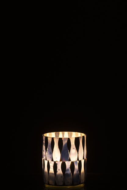 Kaarshouder Glas Blauw/Wit Small