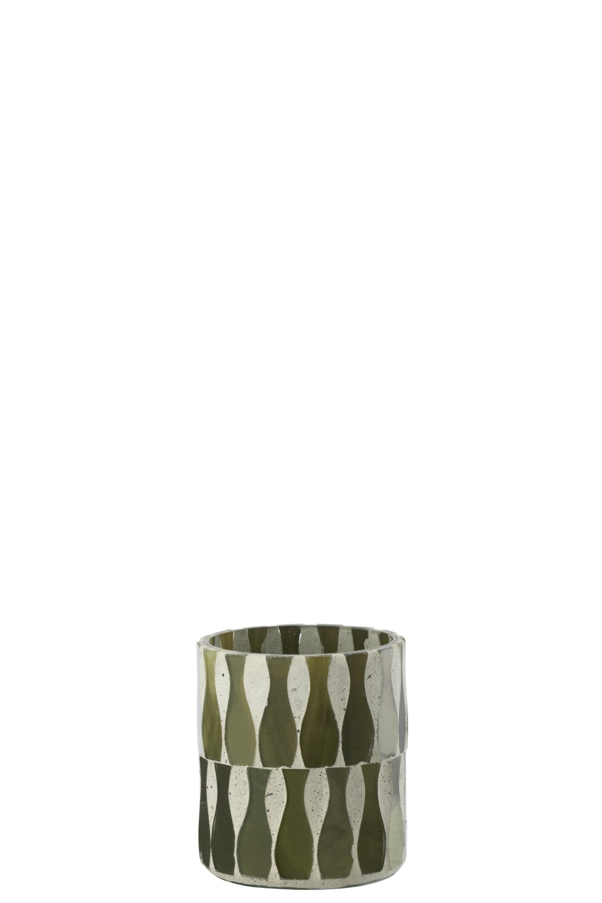Kaarshouder Glas Olijfgroen/Wit Small