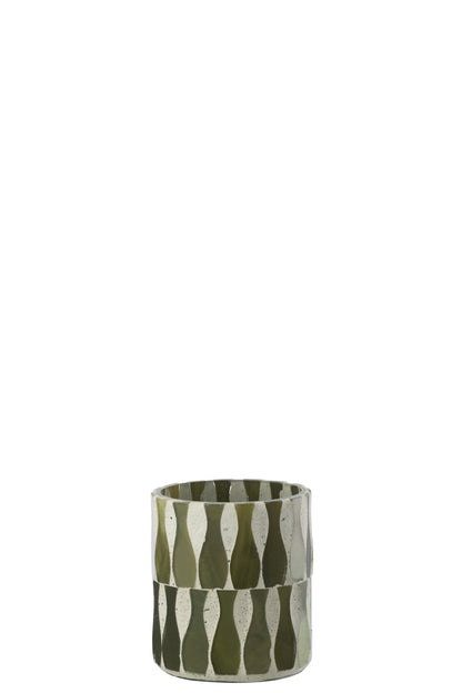 Kaarshouder Glas Olijfgroen/Wit Small
