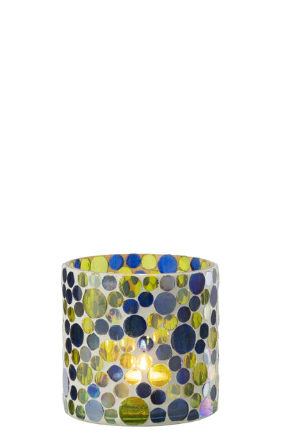 Kaarshouder Glas Blauw/Groen Medium