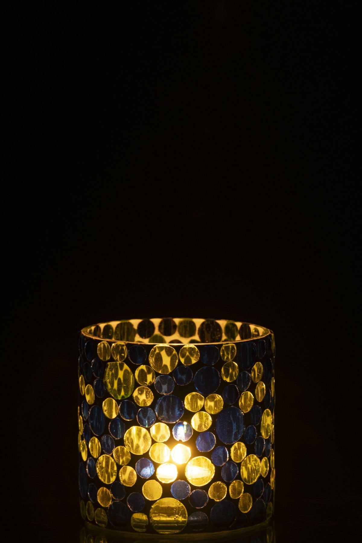 Kaarshouder Glas Blauw/Groen Medium