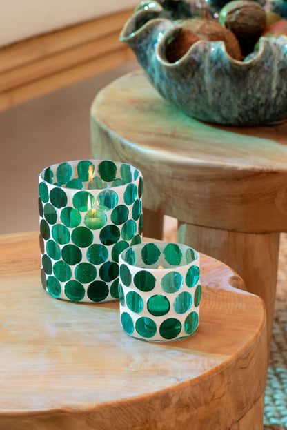 Kaarshouder Glas Turquoise Small