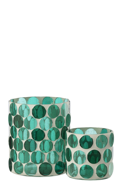 Kaarshouder Glas Turquoise Large
