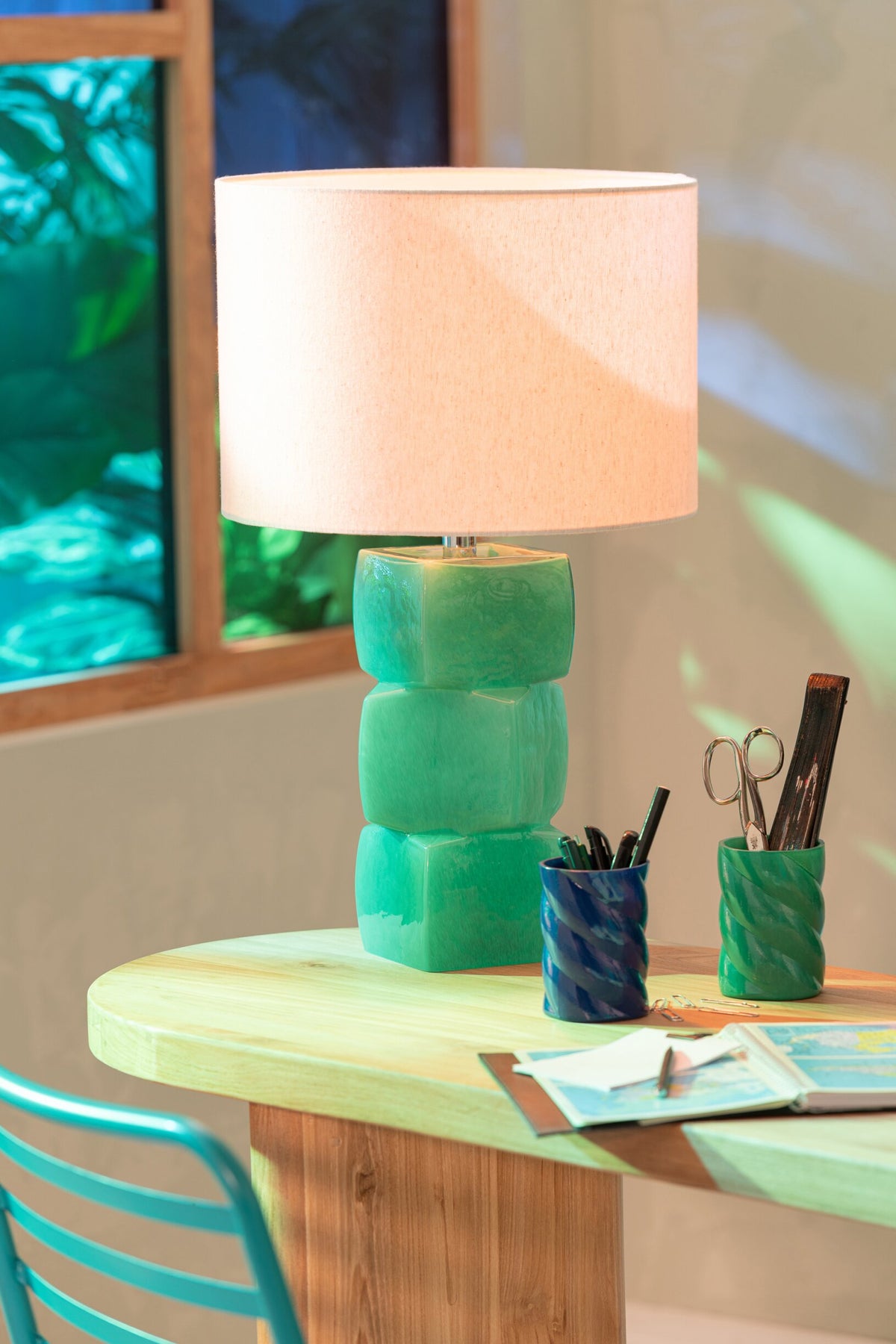 Windlicht Glas Azuurblauw/Blauw Small Assortiment Van 4
