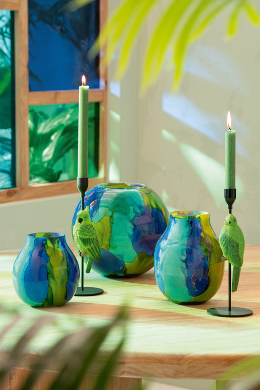 Windlicht Glas Azuurblauw/Blauw Small