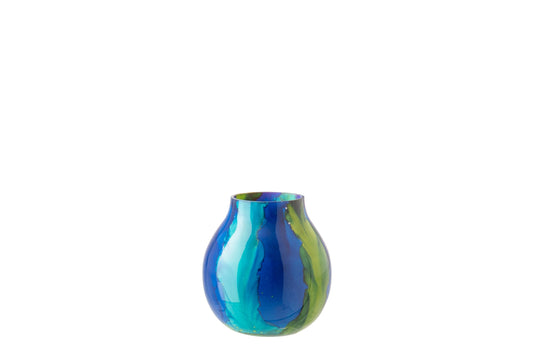 Windlicht Glas Azuurblauw/Blauw Small