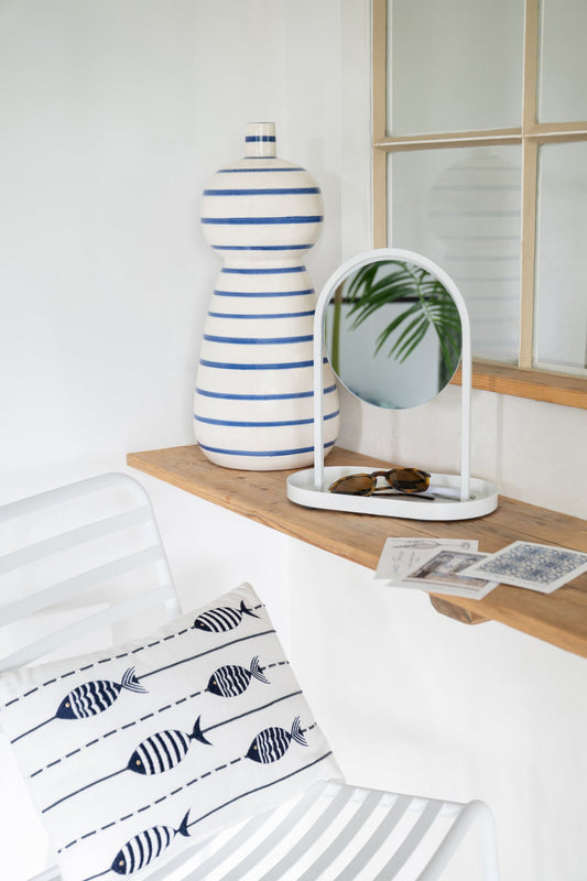 Floor Vase Ceramic Blue/White
