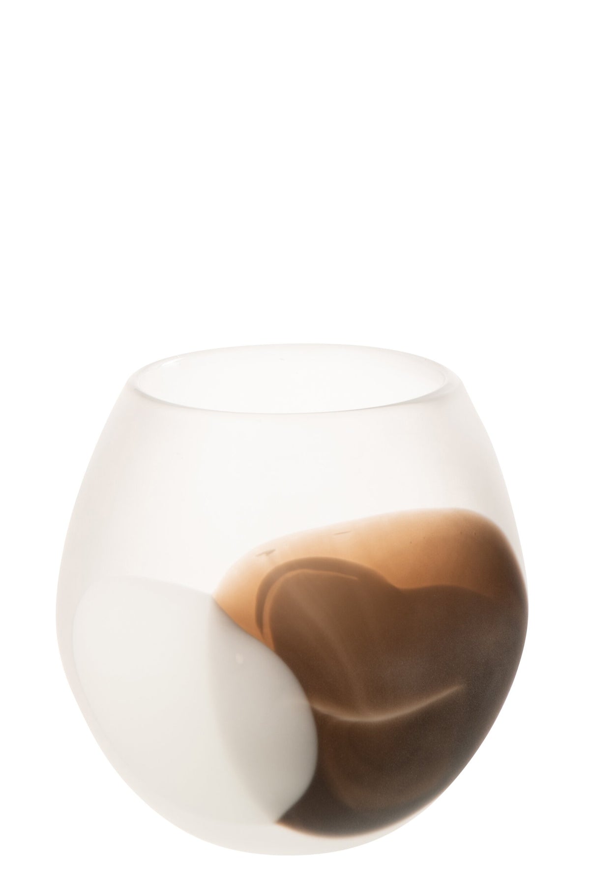 Windlicht Bal Glas Wit/Bruin Large