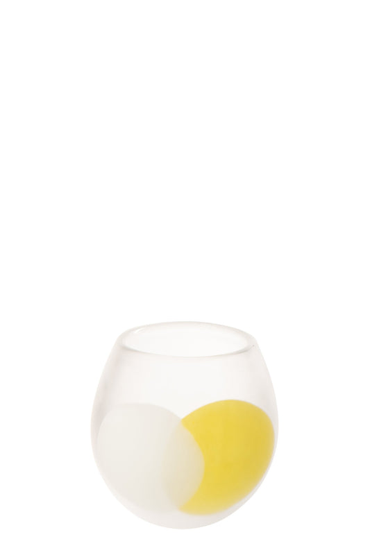 Windlicht Bal Glas Wit/Geel Small