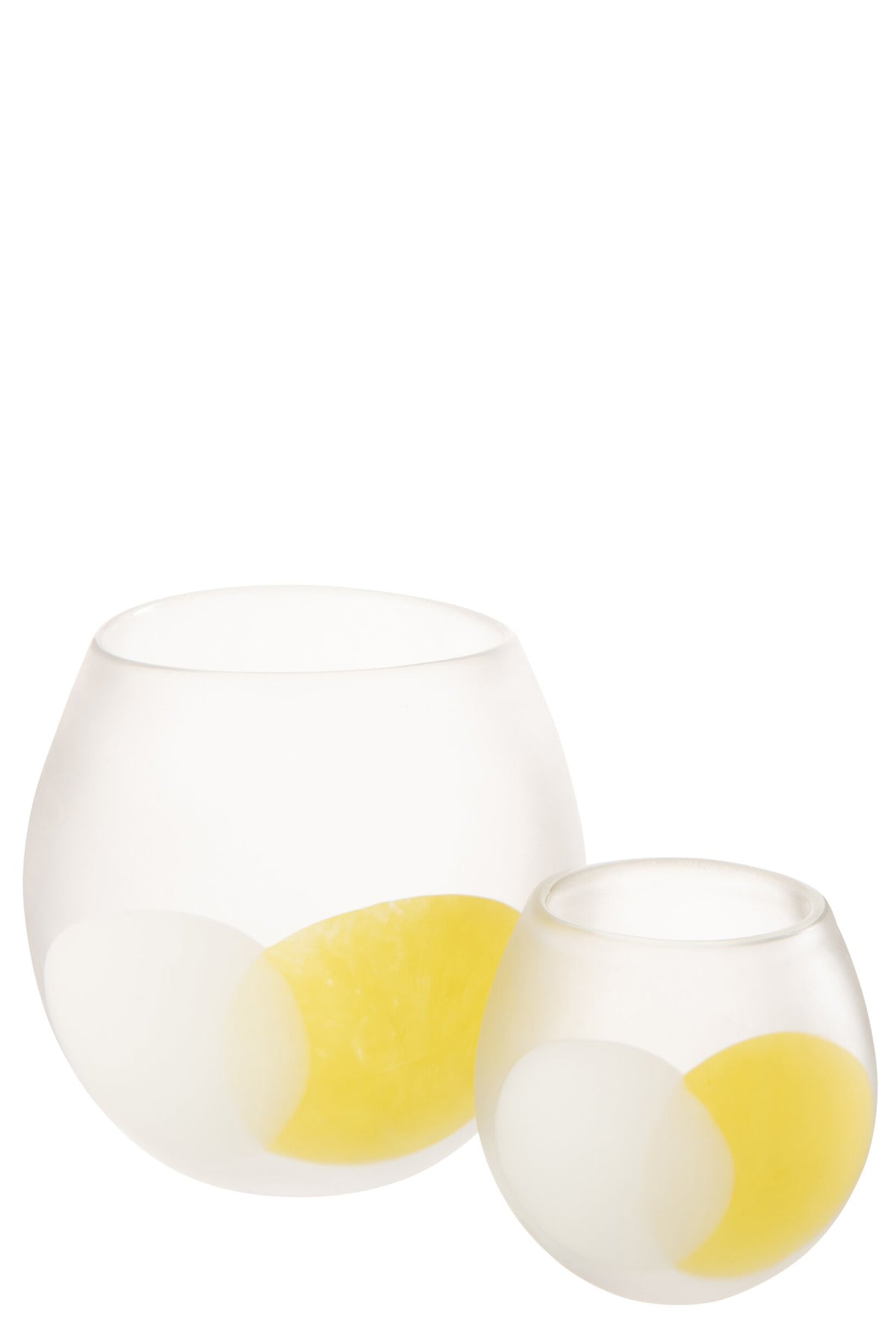 Windlicht Bal Glas Wit/Geel Large