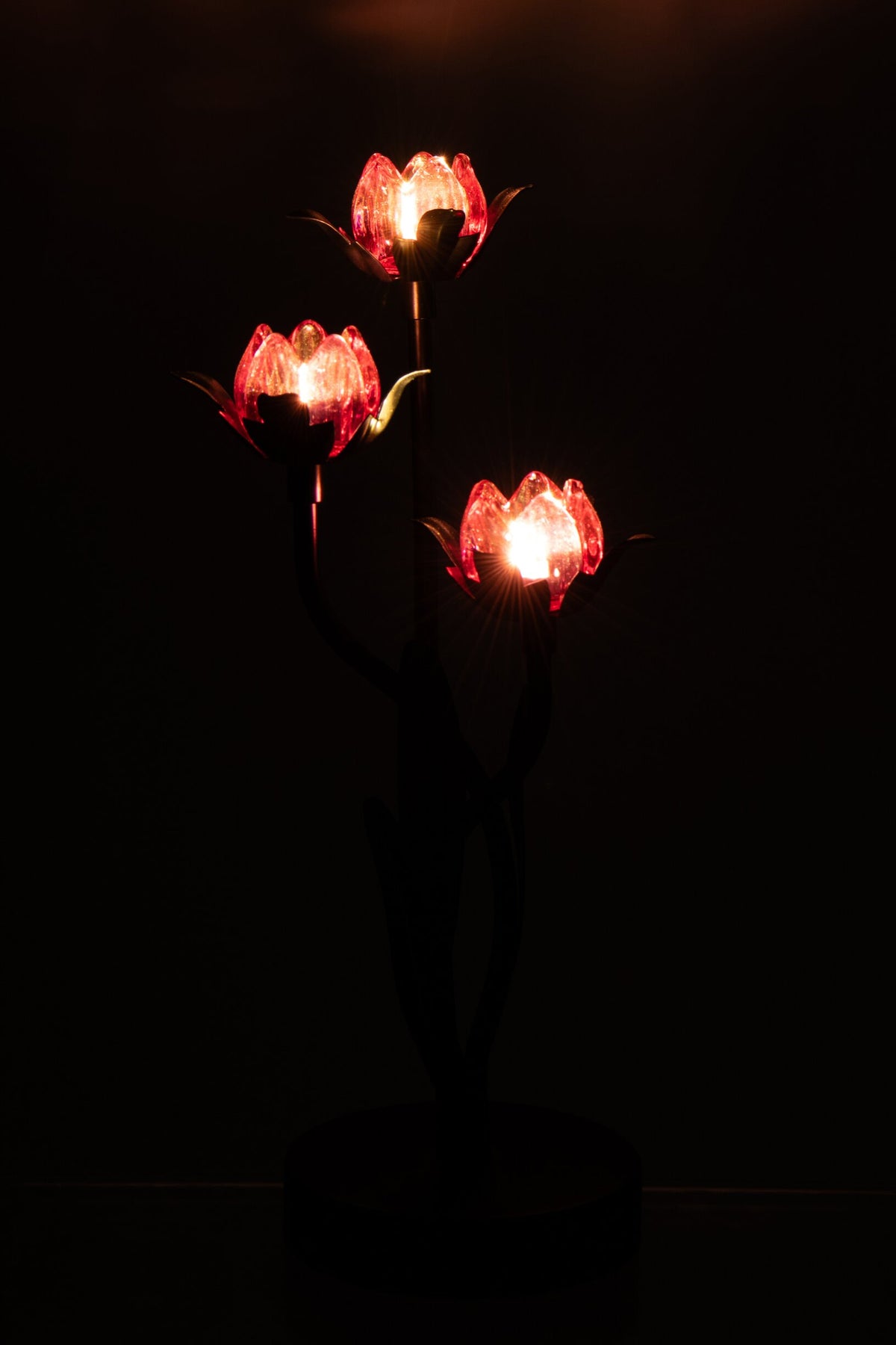 Table lamp led flower iron black/pink large
