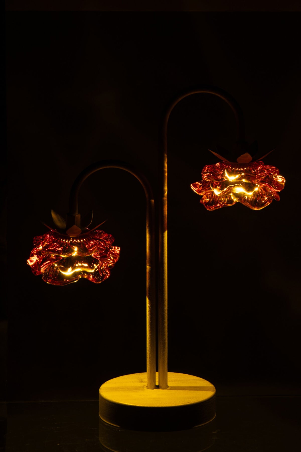 Table lamp led flower iron orange/off-white large
