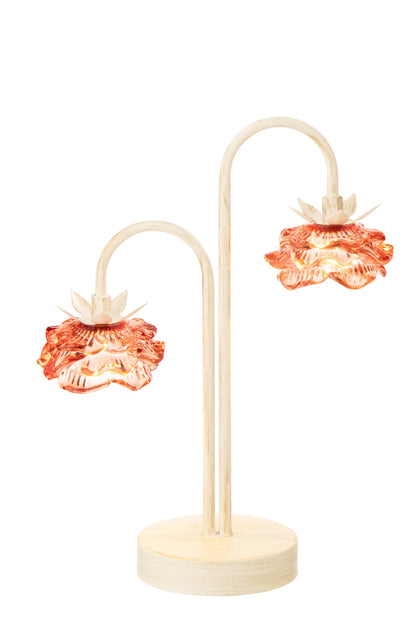 Table lamp led flower iron orange/off-white large