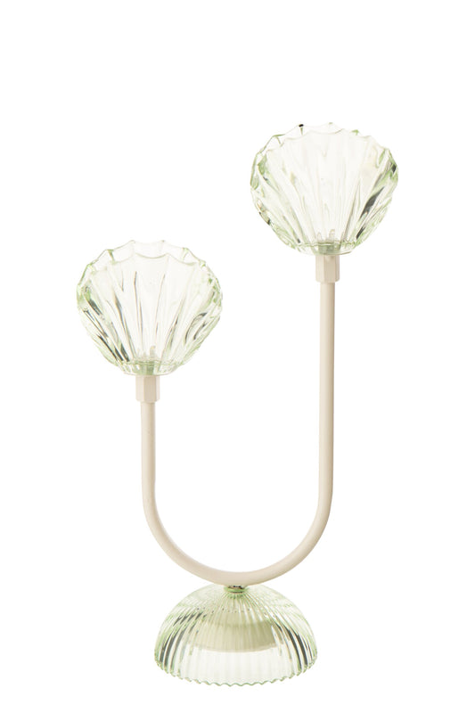 Tafellamp led schelp ijzer lichtgroen/wit groot
