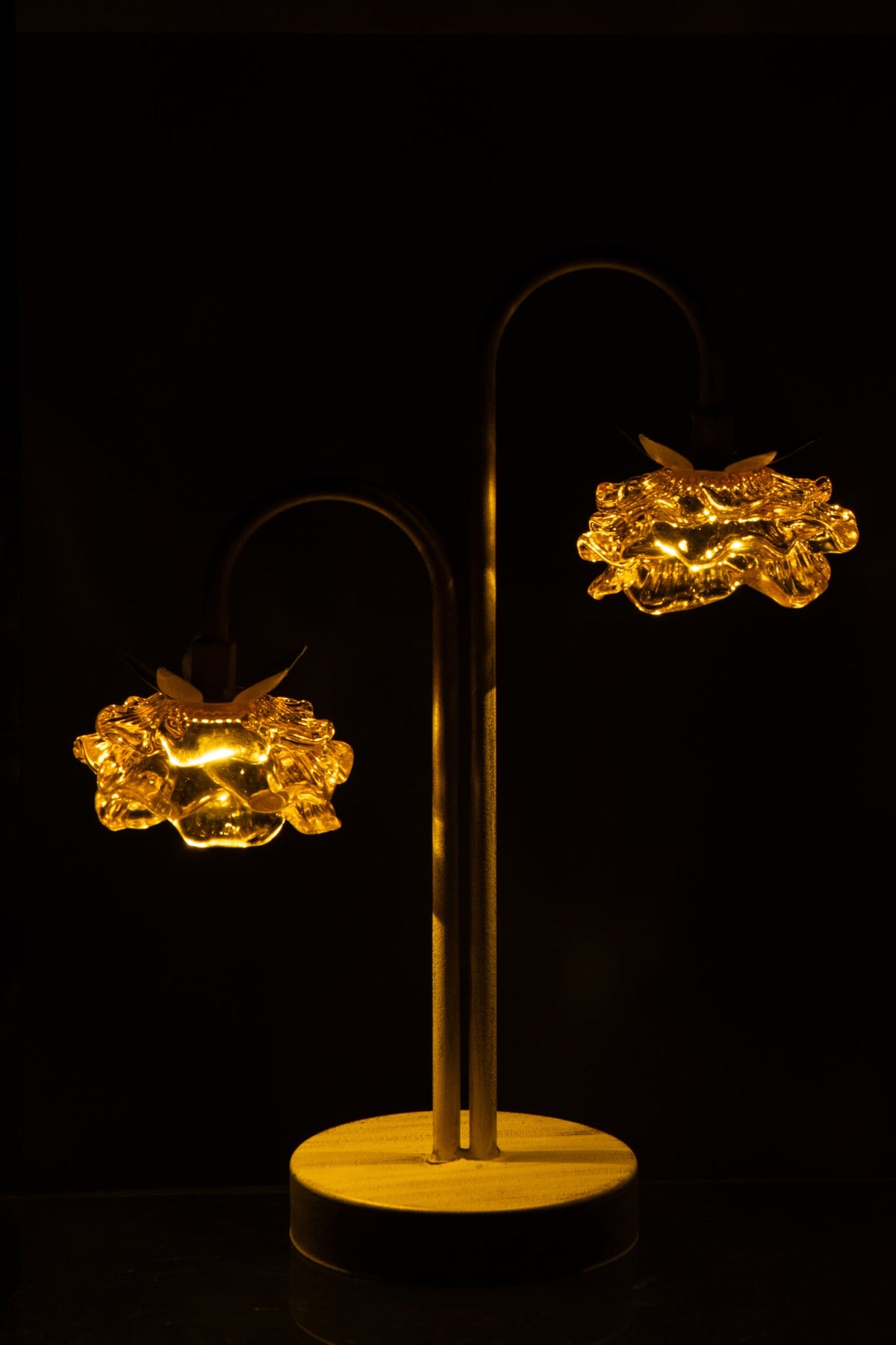 Table lamp led flower iron yellow/off-white large