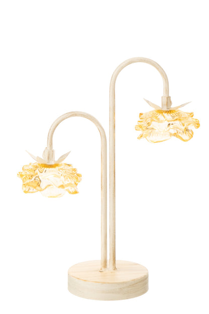 Table lamp led flower iron yellow/off-white large