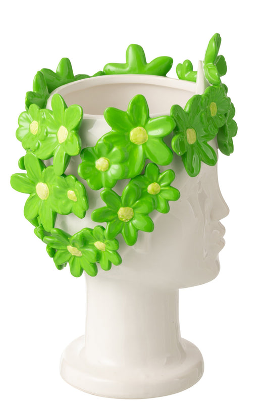 Flowerpot Lady Flowers Ceramic White/Green