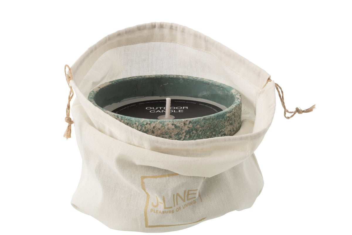 Buitenkaars 31h Rond Paraffine Turquoise Medium