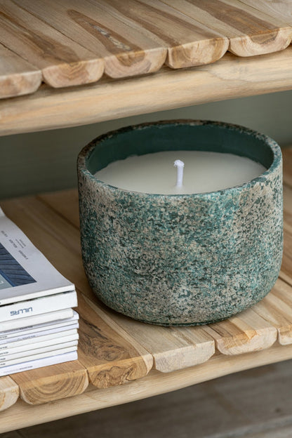 Buitenkaars 31h Rond Paraffine Turquoise Medium