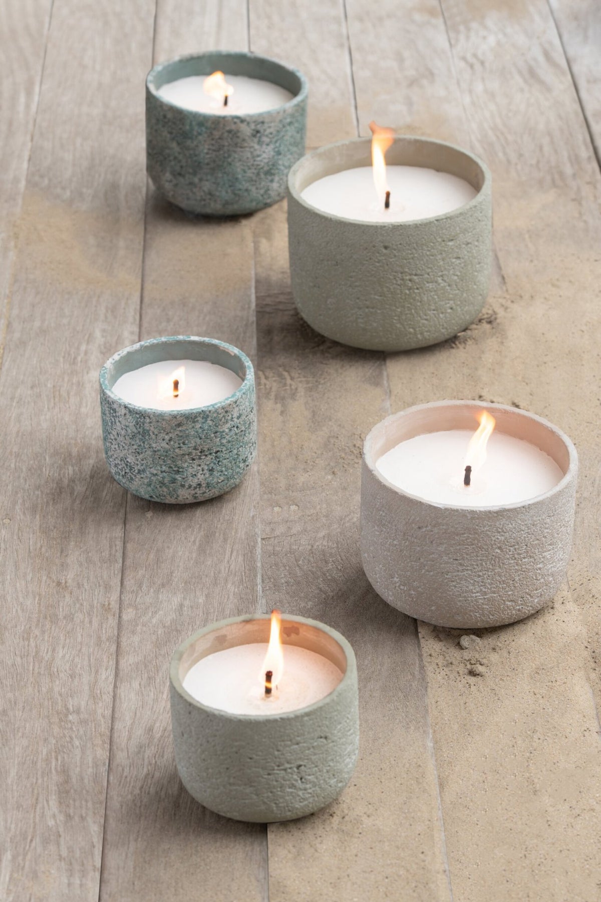 Buitenkaars 31h Rond Paraffine Turquoise Medium