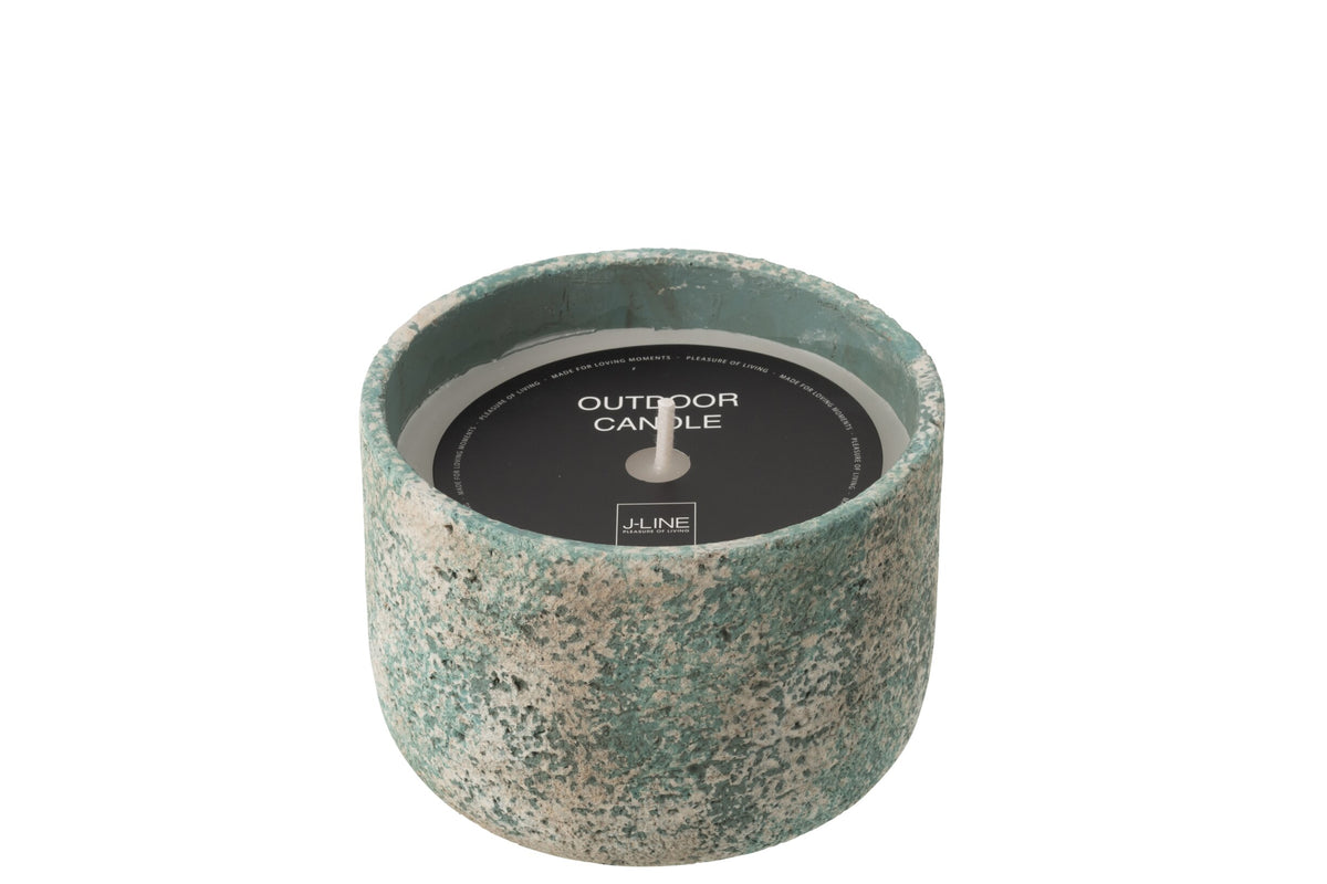 Buitenkaars 31h Rond Paraffine Turquoise Medium