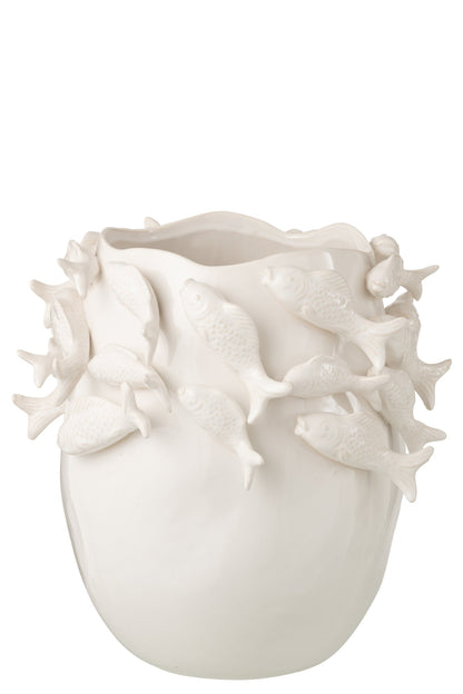 Vase Fish Clay Ecru Large