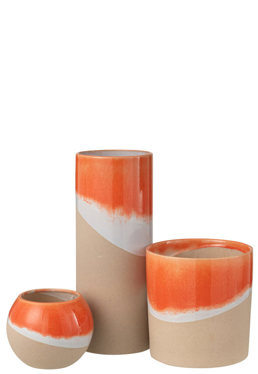 Vase Cylinder Clay Orange/Natural Large