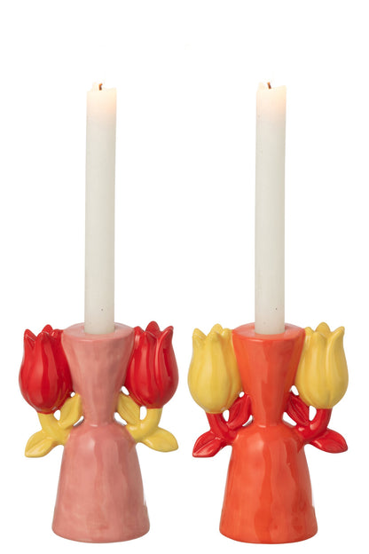 Kaarshouder Tulip Dolomiet Meerkleurig Assortiment Van 2