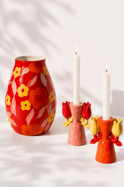 Kaarshouder Tulip Dolomiet Meerkleurig Assortiment Van 2