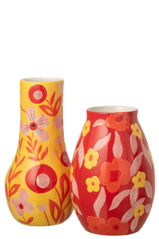 Vase Flowers Dolomite Multicolored Large