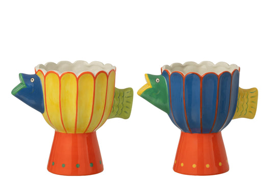 Vase Fish Dots Dolomite Multicolored Assortment Of 2