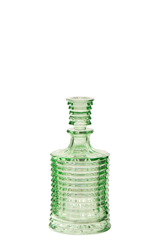 Karaf geribbeld glas lichtgroen