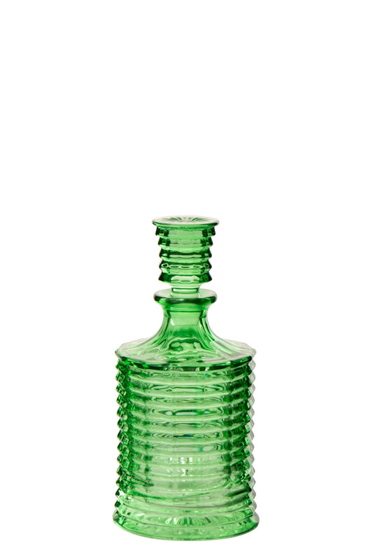Karaf geribbeld glas groen