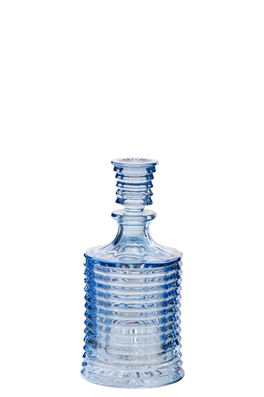 Karaf geribbeld glas lichtblauw