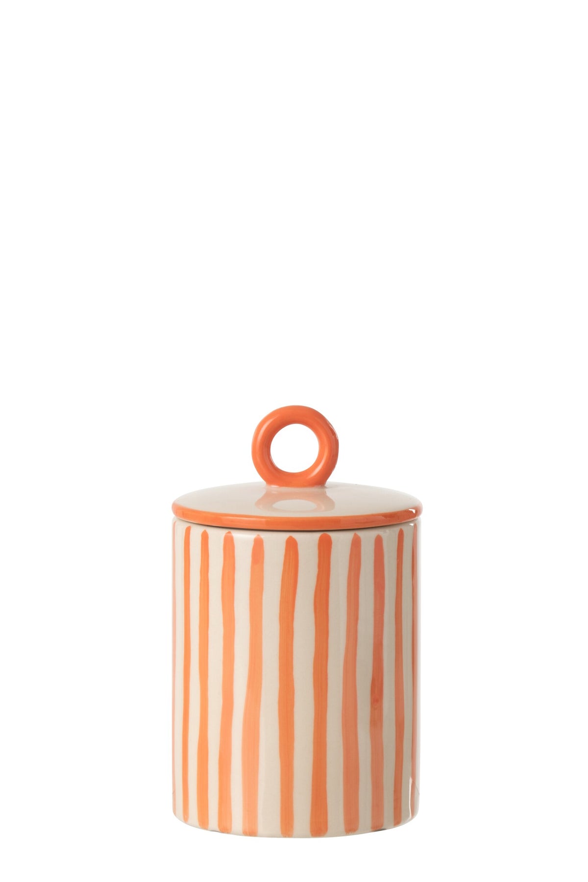 Jar Decorative Striped Ceramic Off-White/Orange