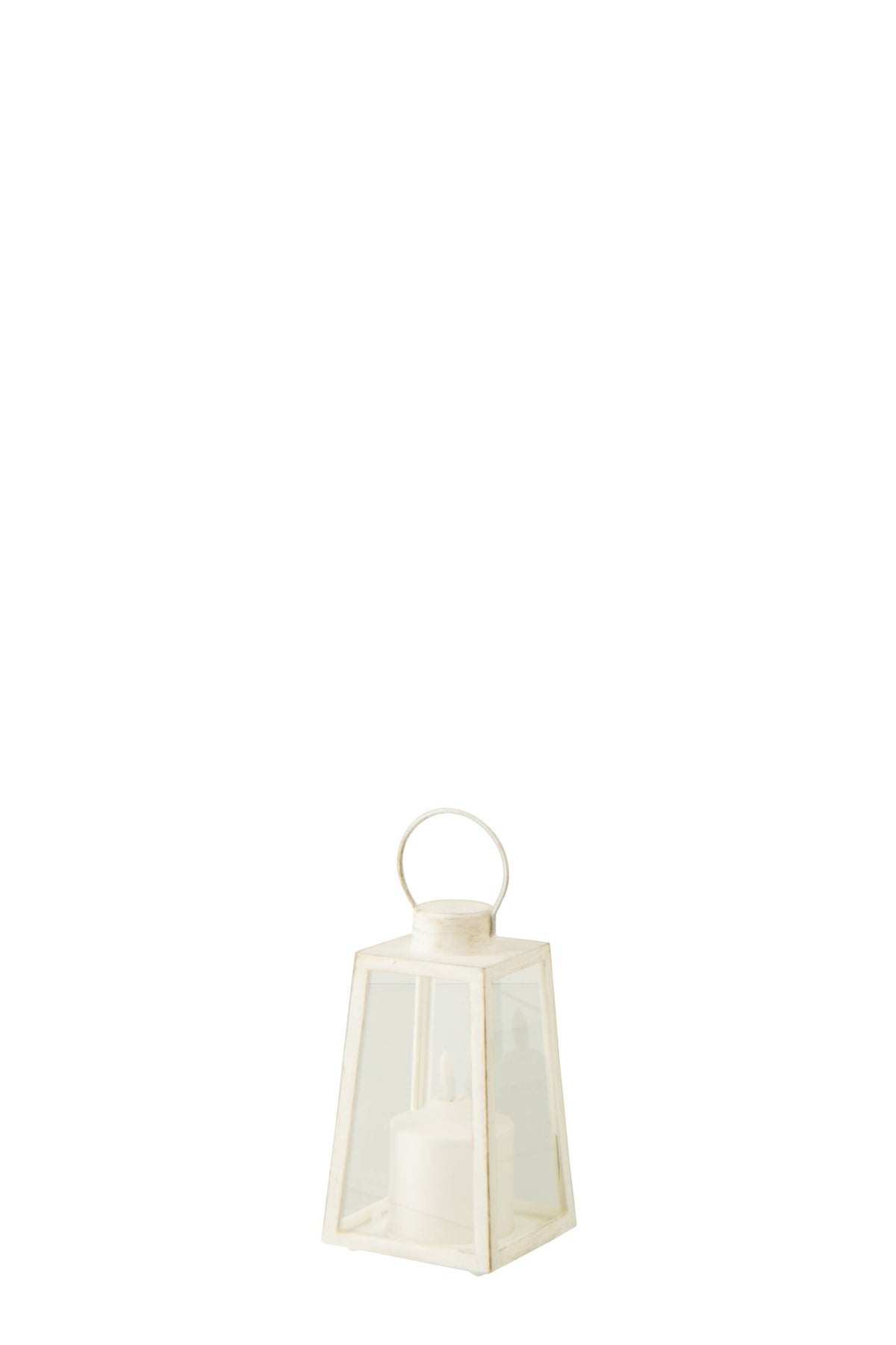 Lantaarn +  Candle Led Glas Wit Small