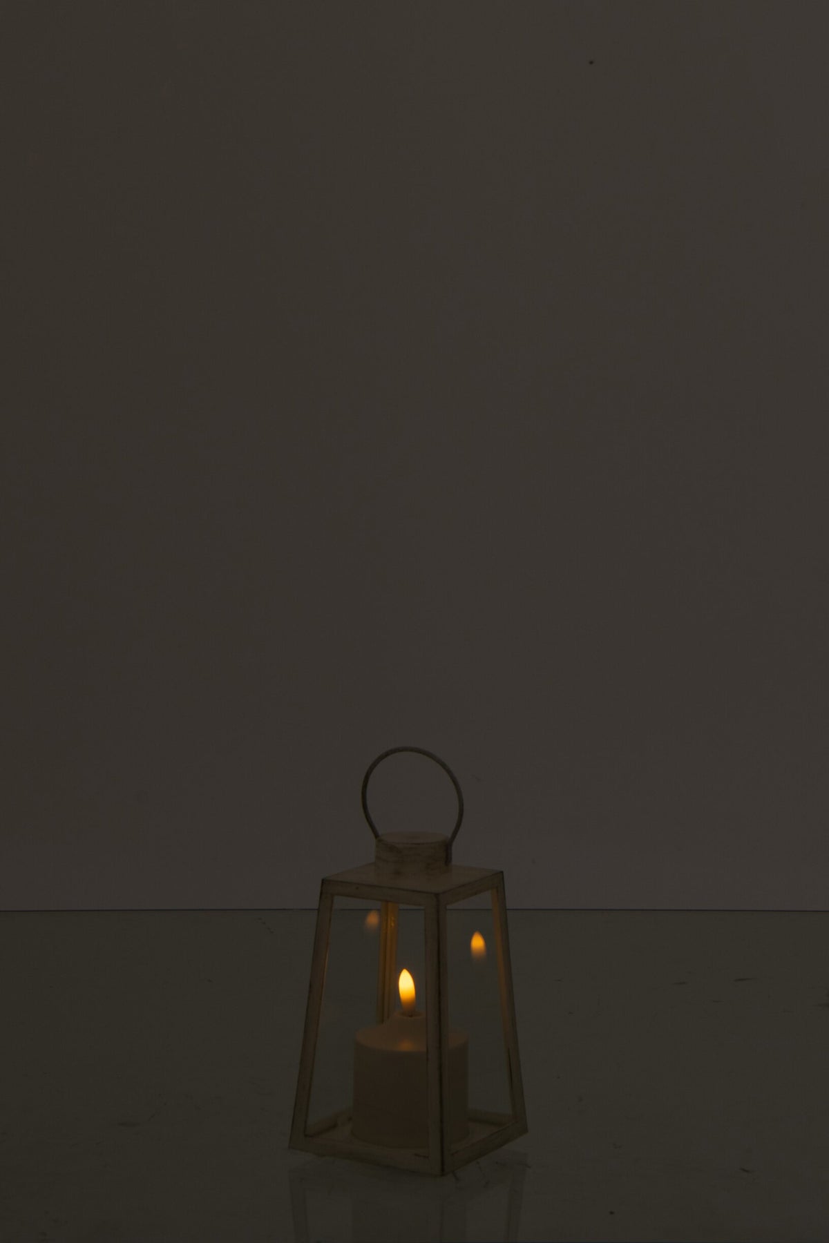 Lantaarn +  Candle Led Glas Wit Small