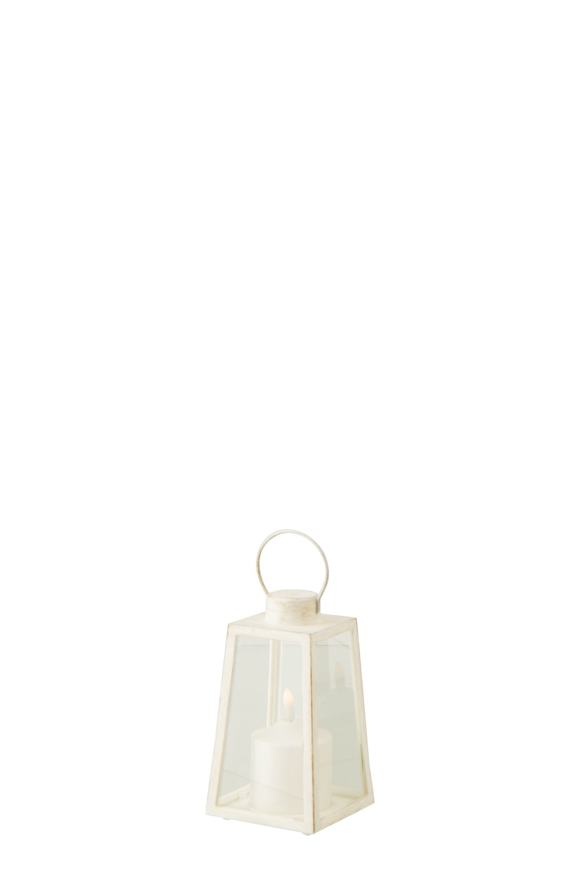 Lantaarn +  Candle Led Glas Wit Small