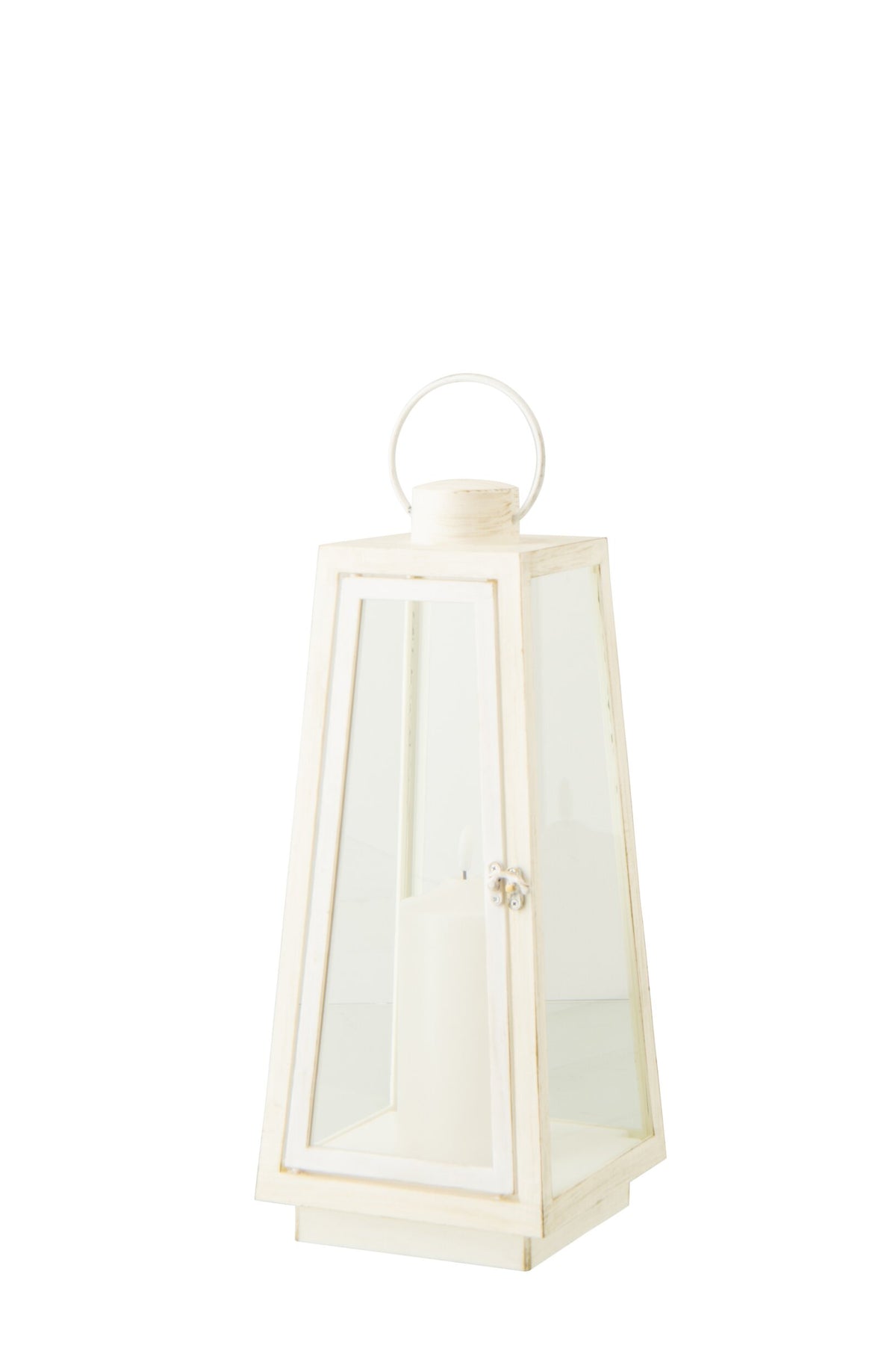 Lantaarn +  Candle Led Glas Wit Medium