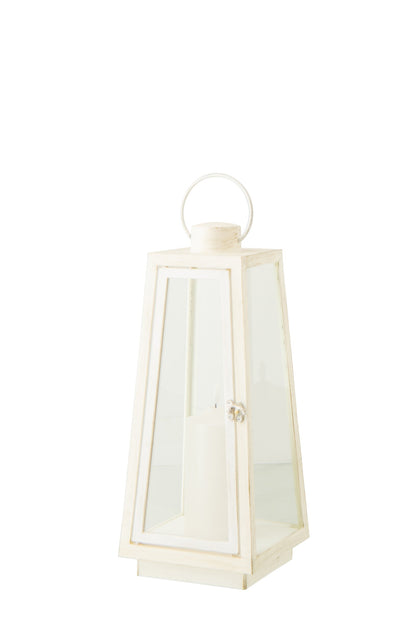 Lantaarn +  Candle Led Glas Wit Medium