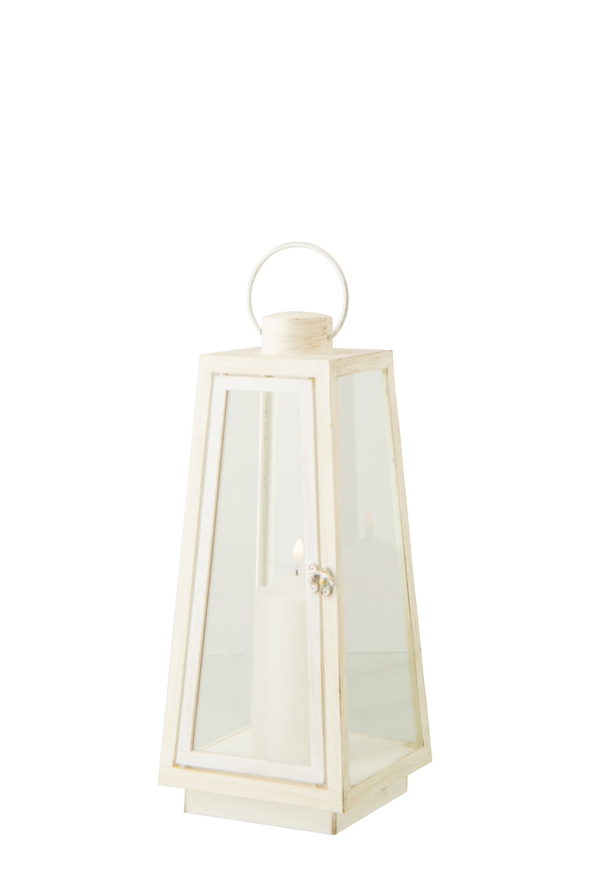Lantaarn +  Candle Led Glas Wit Medium