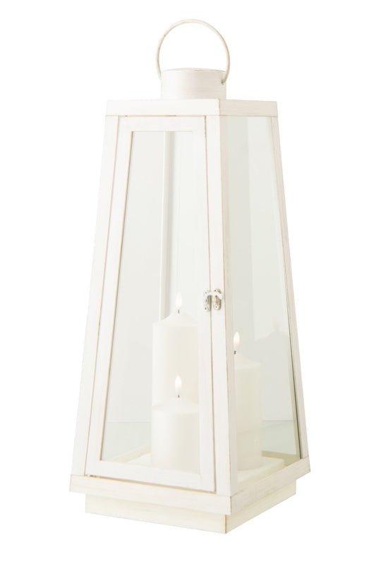 Lantaarn +  Candle Led Glas Wit Large