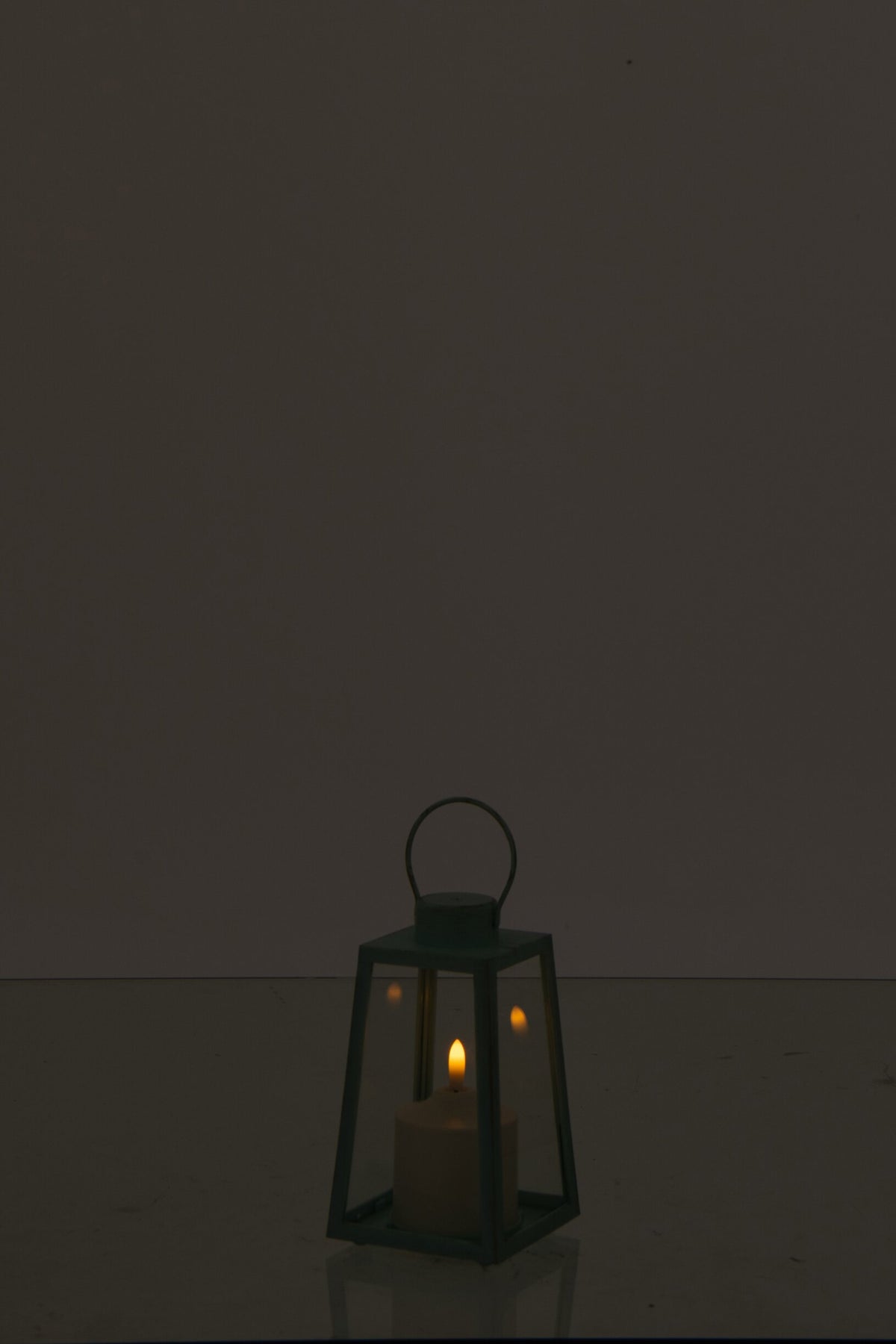 Lantaarn +  Candle Led Glas Turquoise Small