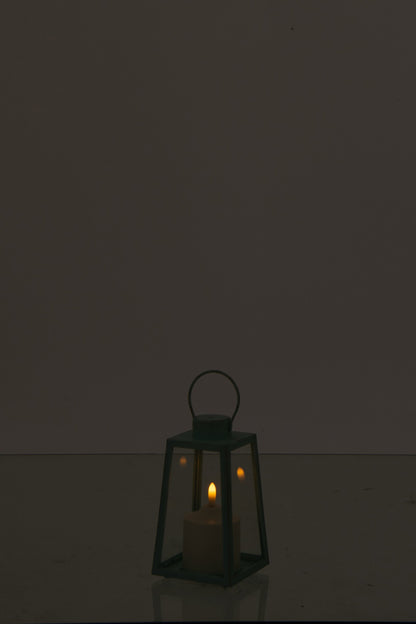 Lantaarn +  Candle Led Glas Turquoise Small
