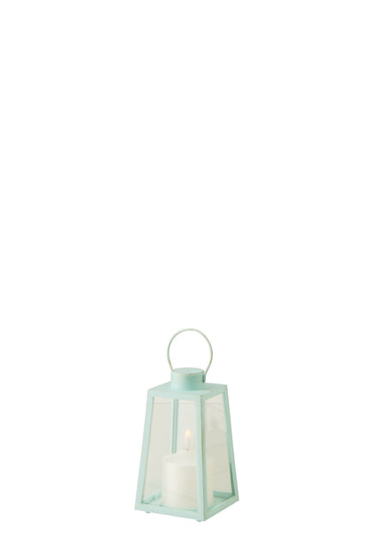Lantaarn +  Candle Led Glas Turquoise Small