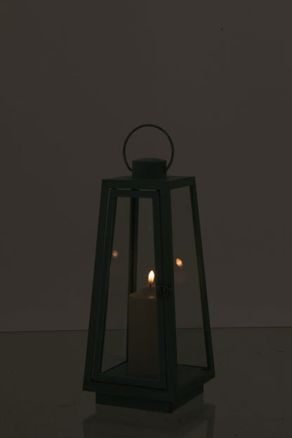 Lantaarn +  Candle Led Glas Turquoise Medium