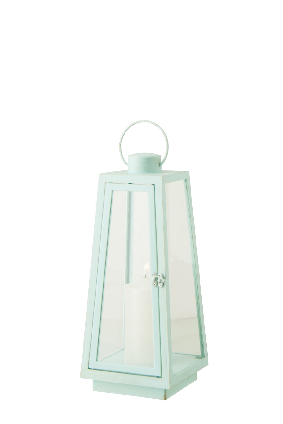 Lantaarn +  Candle Led Glas Turquoise Medium
